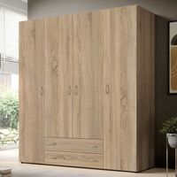 Armoire 160 x 52 x 177 cm – Chêne Wotan – Rangement organisé avec section suspendue – Design contemporain pour chambre – Pol-Power