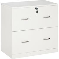 Cajonera de Oficina con 2 Cajones para Carpetas Colgantes con Cerradura y 2 Llaves 77x42x72 cm Blanco