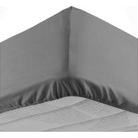 Drap-housse 2 personnes 160 x 200 cm coton 57 fils LINA Anthracite – Bonnet 30 cm