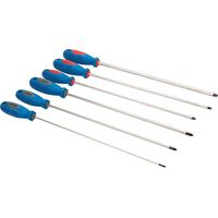 Silverline – Lot de 6 tournevis extra-longs 325 mm – Acier chrome-vanadium – Pointes aimantées – Pour vis difficiles d'accès