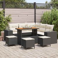 vidaXL Ensemble de canapé de jardin 9 pcs Noir et Crème polyrotin