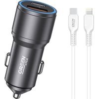 Carregador Veicular Fast Charge Preto - 38W, Cabo USB-C para Lightning Incluído