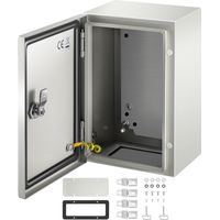 VEVOR Caja NEMA de Acero al Carbono 30 x 20 x 15 cm Caja de Gabinete Electrico NEMA 4X IP66 a Prueba de Agua y Polvo Caja de Conexiones Electricas para Interiores y Exteriores con Placa de Montaje