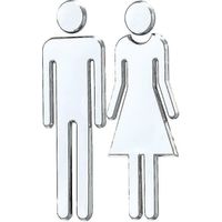 CREA 1 Pair Of Toilet Wc Stickers Removable 3d Mirror Vinyl Art Wall Stickers Men's Women's Wall (silver)