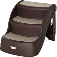 Escalera mascotas 3 peldaños plegable perros gatos cama sofá 49x38x38 cm marrón