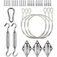 Kit de Fixation Voile d'ombrage, Câble en Acier Inoxydable Fixations d'Ombrage Fixation Toile Ombrage Triangle Accessoires de Fixation Rectangulaire Para Soleil pour L'installation (30 pièces)