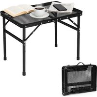 Folding Camping Table 60x40 cm, Aluminum, Black