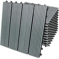 Baldosas grises para terraza 30x30cm losetas compuesto plástico de madera WPC 11 piezas x 1m² azulejos balcón jardín suelo madera exterior sistema clic facil instalación y limpieza cobertura total 3m²