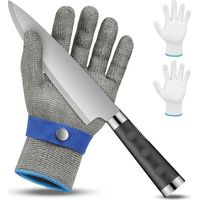 flintronic Gant anti Coupure Niveau 9, Gants Anti Coupure, Gant de Boucher Résistant aux Coupures, Gants Résistants Coupures acier Inoxydable, Protection Contre les Coupures du Quotidien(M)
