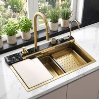 Multifunctional Steel Sink Rea Alonzo 10W1 Brush Gold