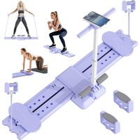 Kit Pilates Reformer, Machine à Ski 5 en 1, Planche de Pilate Pliable, Appareil Abdominaux, Push up Board, Poignées Amovibles avec Support Téléphone, pour Le Renforcement du Core, Fessiers, Bras