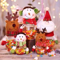 Aiperq 3 PCS Christmas Candy Jar Snowman Elk Plastic Candy Storage Box for Cookie Candy Christmas Party Supplies