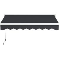 Toldo eléctrico retráctil y manual 250x200 cm, con mando a distancia y manivela, marco de aluminio gris
