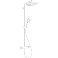 Hansgrohe – Colonne de douche thermostatique – Douche de tête Croma 280 – Jet RainAir – Mitigeur thermostatique avec safety stop à 40°C – Blanc mat