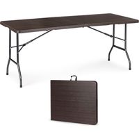 Tavolo pieghevole - tavolo da campeggio - 179x74 cm - motivo in legno