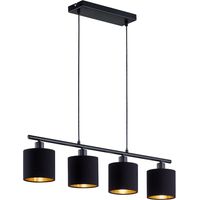 Lampada da soffitto lampada a sospensione illuminazione a pendolo paralume in tessuto nero e oro soggiorno camera da letto sala da pranzo cucina altezza 150 cm lunghezza 75 cm