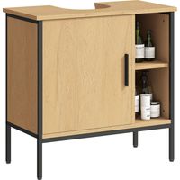 Mueble bajo Lavabo con Puerta y Estante Ajustable para Lavabo con Pedestal 60x30x59,5 cm Roble