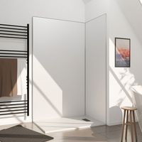 lot de 2 panneaux muraux aluminium blanc 80+120 x 210 cm avec profilés chrome - wall'it