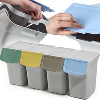 KADAX Pattumiera con coperchio, pattumiera in plastica, per la raccolta differenziata, rettangolare, con coperchio incernierato (grigio, 4 x 20 l)
