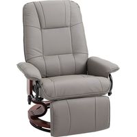HOMCOM Ergonomic Office Recliner Sofa Chair PU Leather Armchair Lounger Grey