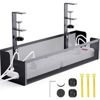 Cable Management Tray - 40 x 12.7 x 8 cm - Under Desk Mesh Organizer - No Drill Clamp Mount - For Office Home Desk - 1 Unit