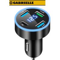Caricabatterie da auto USB-C a 4 porte, 50 W QC3.0 e PD e spina da 2,4 A, caricabatterie rapido USB con voltmetro LED per iPhone, Android, Samsung