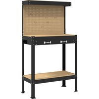 vidaXL Workbench Black 81 x 41 x 145 cm Engineered Wood and Metal