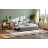 Divano letto 90/180x200 cm pieghevole con LED, letto singolo e matrimoniale, tessuto in velluto, rete a doghe, salvaspazio per piccoli appartamenti
