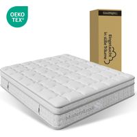 Matelas hybride 160x200 cm H3, 25 cm, 7 zones, ressorts ensachés et mousse froide, blanc