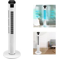Turmventilator ohne Rotorblätter mit Digitalanzeige und Fernbedienung, 3 Windstufen, leise, oszillierend, ABS-Gehäuse, für Zuhause, Büro, Schlafzimmer, Wohnzimmer, 2900 g, inklusive Fernbedienung und