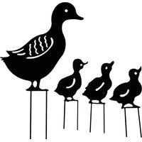 Deco Jardin Exterieur Metal,Canard Yard Art Jardin Statues Métalliques Déco Décoration de Jardin pelouse Chemin Trottoir Jardin - Style rétro européen(4 Pièces Noir, Canard)