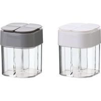 royaluxe-Boite a Epices Cuisine RéCipient Épices Transparent Pot à Épices 4 en 1 Shaker à épices Bouteille à Assaisonnement Boîte à épices cuisine Condiment Pots pour Poivre, épices, 2 Pièces(Blanc et