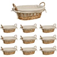 Ceste cestini portapane ovale x10 vimini con manici intrecciati cm 31,5x14x h 14