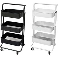 Trade Shop - Trolley De Metal De 3-shape De 3 Vajillas De Tipo Multiusos 4 Ruedas De Piruelas Con Bloqueo De Almacenamiento -