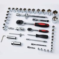 Jeu de clés à douilles 46 pièces avec clé à douille à cliquet réversible,étui à cliquet étui à cliquet insert de clé à douille 1/4 "adaptateur à cliquet,ensemble d'outils pour la maison,la voiture,la