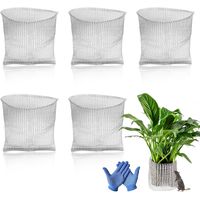 Lot de 5 sacs de protection contre les racines en acier inoxydable pour plantes 45 x 40 cm Protection des racines des plantes de jardin Sac en filet pour protéger les racines des arbres, fleurs