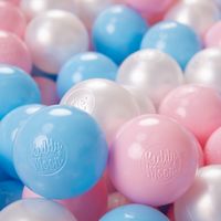 KiddyMoon Plastikbälle 6 cm, Babyblau-Puderrosa-Perlmutt, 100/6 cm Spielball-Set