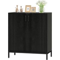 Aparador de cocina 2 puertas estante réglable base élevée 80x40x90 cm Noir