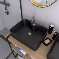 Lavabo da appoggio rettangolare in ceramica nera - 48x37x13.5cm - RECTANGULAR DARK