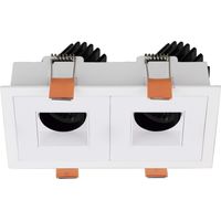 Empotrable techo tilt VIP3 2X Square Square 1-10V,Push LED COB 2x4.70W 719lm(1050lm) CRI90 4000K 18º Blanco Blanco