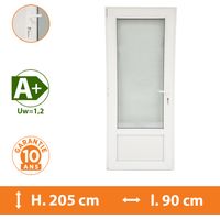 Direct Fenêtres – Porte-fenêtre PVC 1 vantail blanc – Ouvrant à la française – H.205 x l.90 cm – Double vitrage A+ – Isolation thermique et acoustique