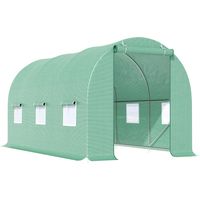 Outsunny – Serre tunnel 4,5x2x2m en acier galvanisé – Bâche PE 140g/m² anti-UV – 6 fenêtres avec moustiquaires – 1 porte zippée – Montage facile