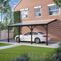 Polycarbonate Roof Car Port 4 Post - Wood - L200 x W722 cm - Rustic Brown