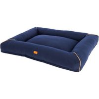 Cuccia per cani KERBL Snuggle Bed Jerome 110 x 90 x 10 cm rettangolare blu scuro cognac bordi imbottiti