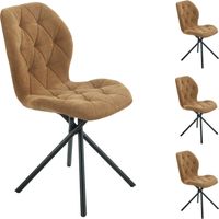 Lot de 4 chaises rotatives 47x58x85 cm en tissu moutarde - KAYRA