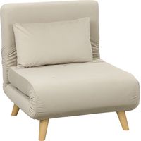 Klappsessel mit Bettfunktion, Klappbarer Relaxsessel in Samtoptik, Verstellbare Lehne, bis 120 kg belastbar, Beige