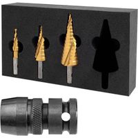 Holemaker Technology 3 Piece Impact Rated Step Drill Set 12, 22, 30MM In Foam & 111130-012A Adaptor