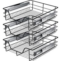 KESSER® Teleskopschublade Küchenschublade Küchenschrank Korbauszug Schrankauszug Vollauszug Schublade 3x 50cm - Schwarz