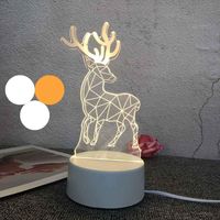 Veilleuse 3D pour Enfants,Illusion Nuit Lumiere Lampe de Chevet, 3 Couleurs de Nuit pour Chambre Enfant anniversaire Enfants Noël Cadeau, Cerf