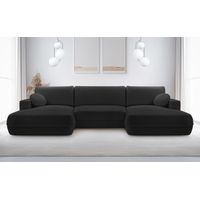 AX LIVING U Form Sofa mit Schlaffunktion Peoni 364cm elegantes Schwarz